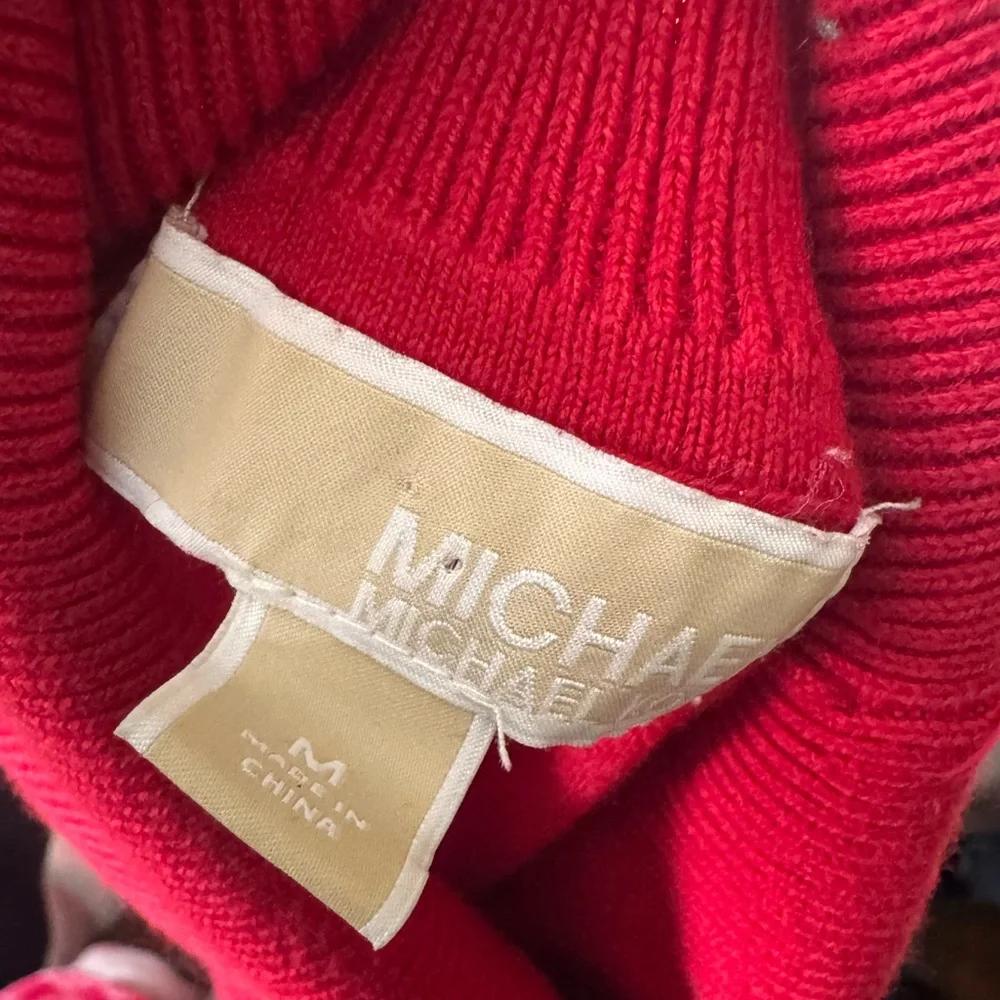 Michael Kors Oversized Poncho Turtleneck Knit Sweater Pocket Knit Stretch Cozy M - Picture 6 of 13